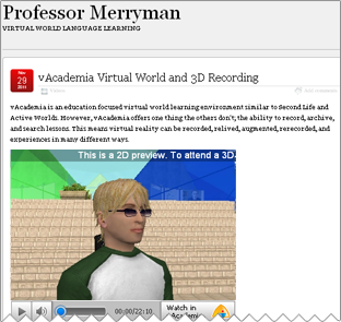 vAcademia Virtual World and 3D Recording